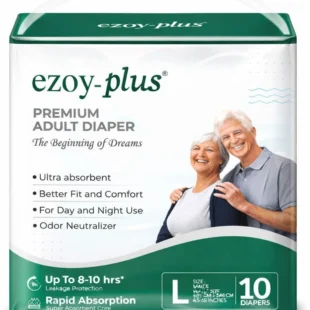 Ezoy Plus Premium Adult Diapers | Tape Style | Pack of 10 Pcs | Size: (L)