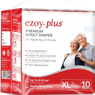 Ezoy Plus Premium Adult Diapers | Tape Style | Pack of 10 Pcs | Size: (XL)
