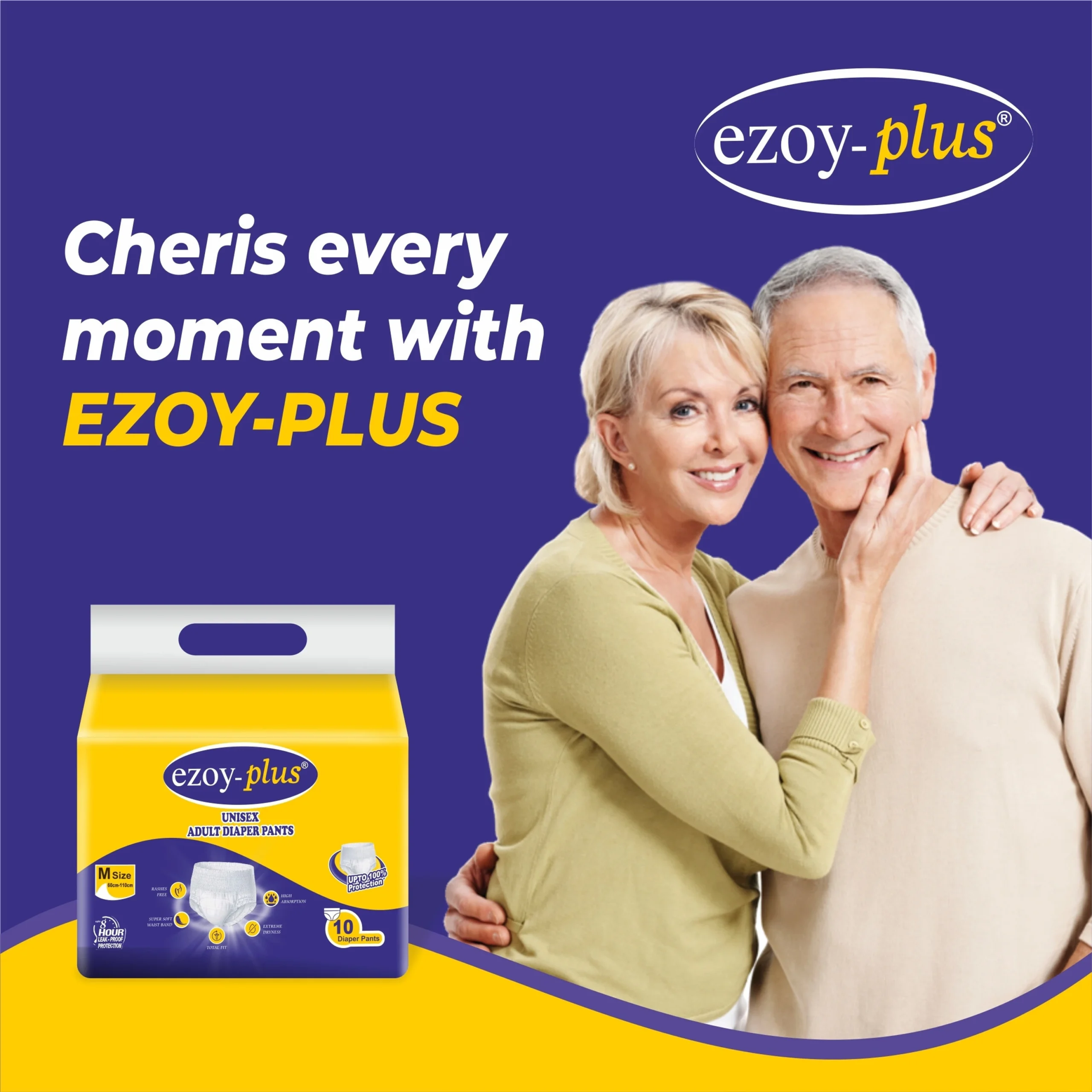 Ezoy Plus Adult Diaper Pants | Pack of 10 Pcs | Size: (M) - Image 4
