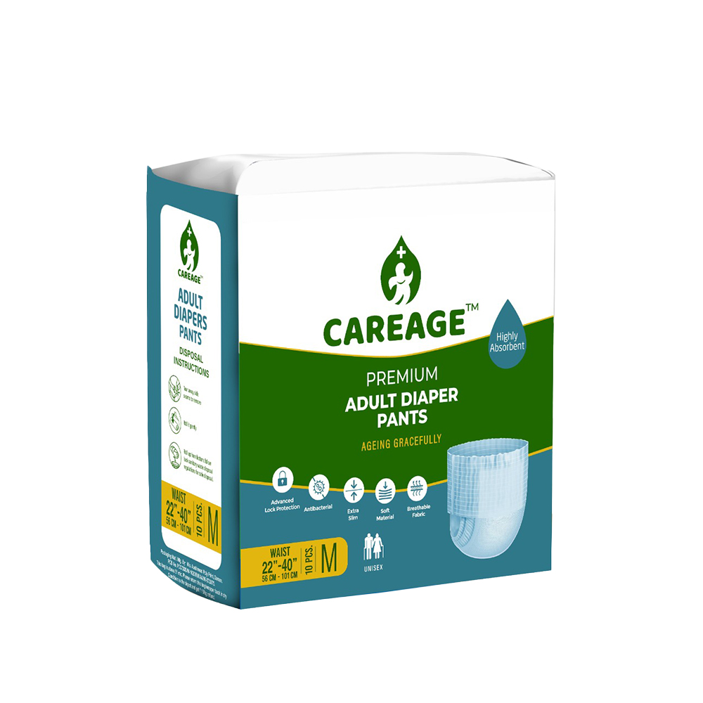 CareAge Premium Adult Diapers | Pant Style | Pack of 10 Pcs | Size: (M)