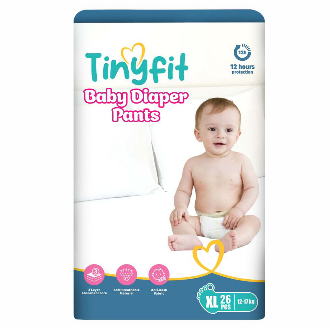 Tinyfit Baby Diaper Pants | Pack of 26 | 12–17 kg | (XL)