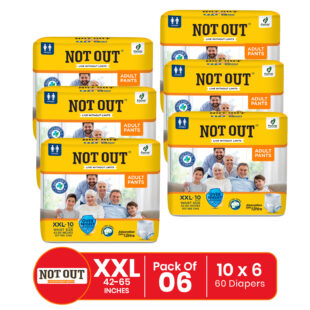 Not Out Pant Style Adult Diaper | Waist Size 42-65 Inch | 12-Hour Overnight Protection | Quick Absorption & Leakproof (XXL | 6 Packs x 10 Pcs)
