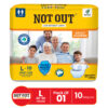 Not Out Open Tape Style Adult Diaper | Waist 40-60 Inch | 12-Hr Protection and Odour Free | Quick Absorption and Leakproof | (L | 1 Pack x 10 Pcs)