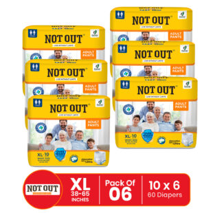 Not Out Pant Style Adult Diaper | Waist Size 38-65 Inch | 12-Hour Overnight Protection | Quick Absorption & Leakproof (XL | 6 Packs x 10 Pcs)