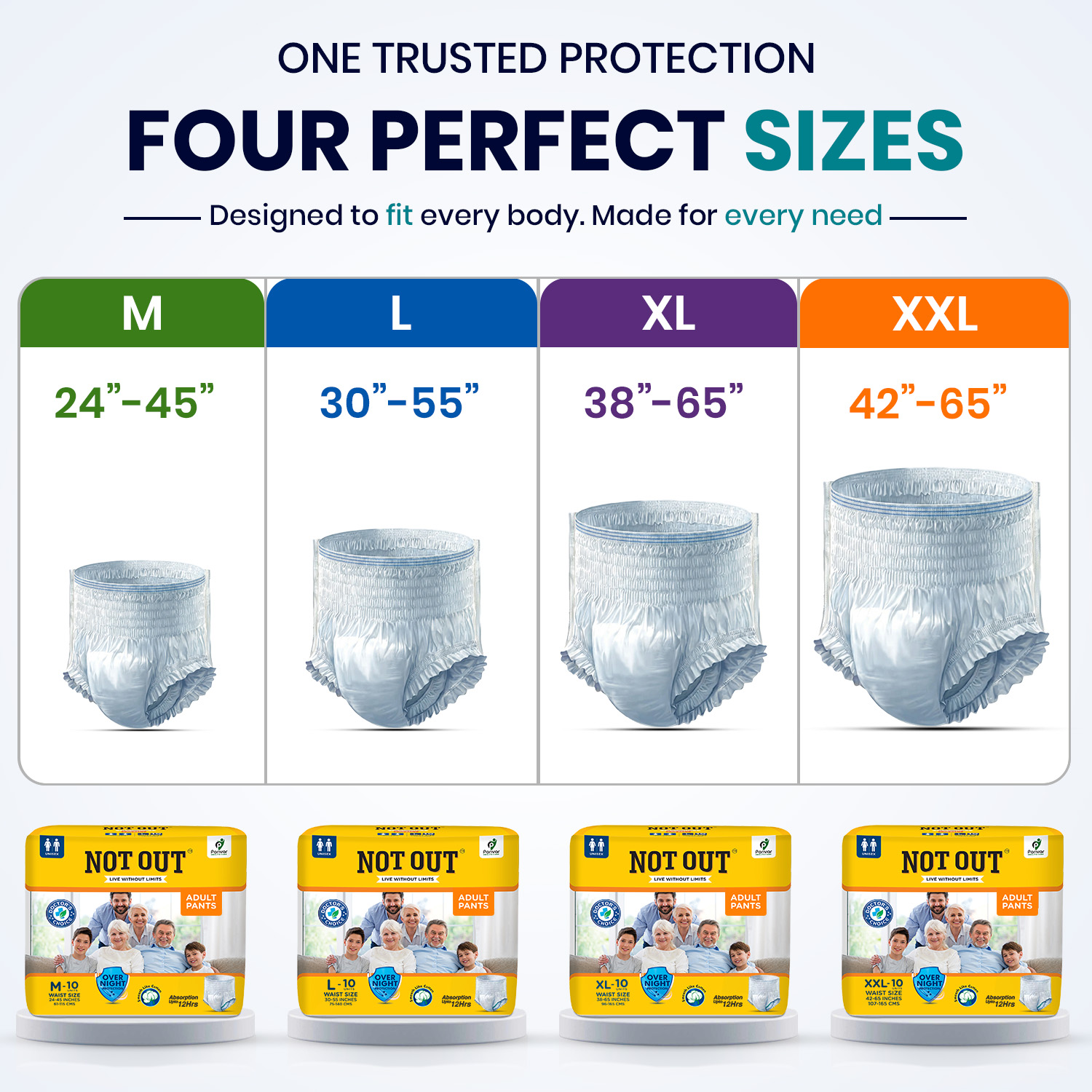 Not Out Pant Style Adult Diaper | Waist Size 38-65 Inch | 12-Hour Overnight Protection | Quick Absorption & Leakproof (XL | 1 Pack x 10 Pcs) - Image 2