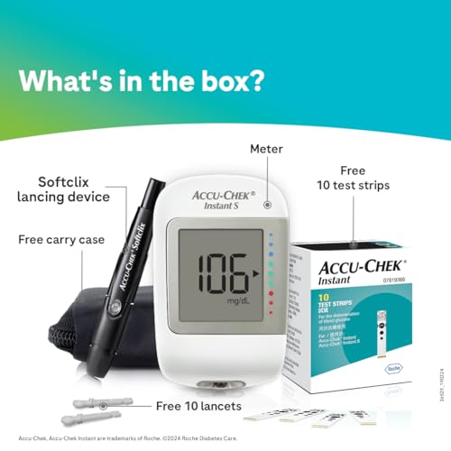 Accu-Chek Instant S Blood Glucose Glucometer Kit with 10 Test Strips, 10 Lancets & Lancing Device - Image 7