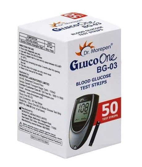 Dr. Morepen GlucoOne BG-03 Blood Glucose Test Strips | Strips Only, No Glucometer (Pack of 50)
