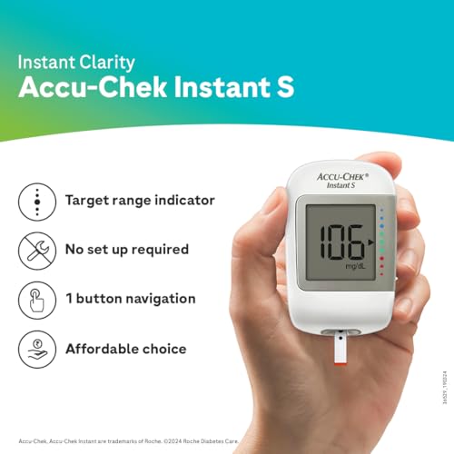 Accu-Chek Instant S Blood Glucose Glucometer Kit with 10 Test Strips, 10 Lancets & Lancing Device - Image 2