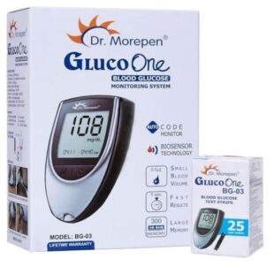 Dr. Morepen GlucoOne BG-03 Blood Glucose Glucometer Kit with 25 Test Strips, 10 Lancets & Lancing Device