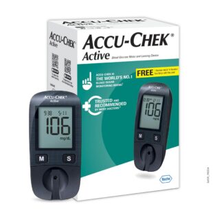 Accu-Chek Active Blood Glucose Glucometer Kit with 10 Test Strips, 10 Lancets & Lancing Device