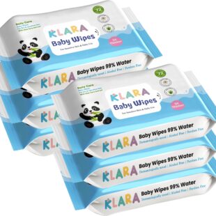 Klara Baby Wet Wipes without LID | Aloe Vera, 99% Pure Water & Rash-Free | 72 Wipes (Pack of 6)