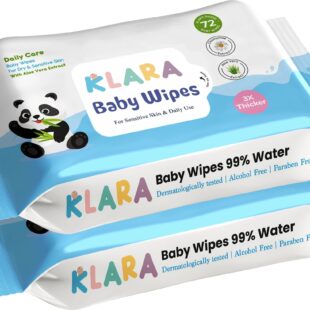 Klara Baby Wet Wipes without LID | Aloe Vera, 99% Pure Water & Rash-Free | 72 Wipes (Pack of 2)