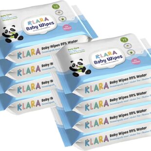 Klara Baby Wet Wipes with LID | Aloe Vera, 99% Pure Water & Rash-Free | 72 Wipes (Pack of 8)