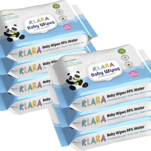 Klara Baby Wet Wipes with LID | Aloe Vera, 99% Pure Water & Rash-Free | 72 Wipes (Pack of 7)