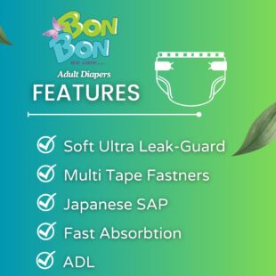 Bonbon Classic Unisex Adult Diaper Tape Style – Pack of 10 Pcs | Moderate Absorbency | (M)