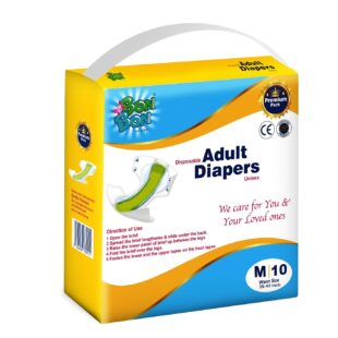Bonbon Premium Unisex Adult Diaper Tape Style – Pack of 10 Pcs | Up to 12 Hours Leakage Protection | (M)