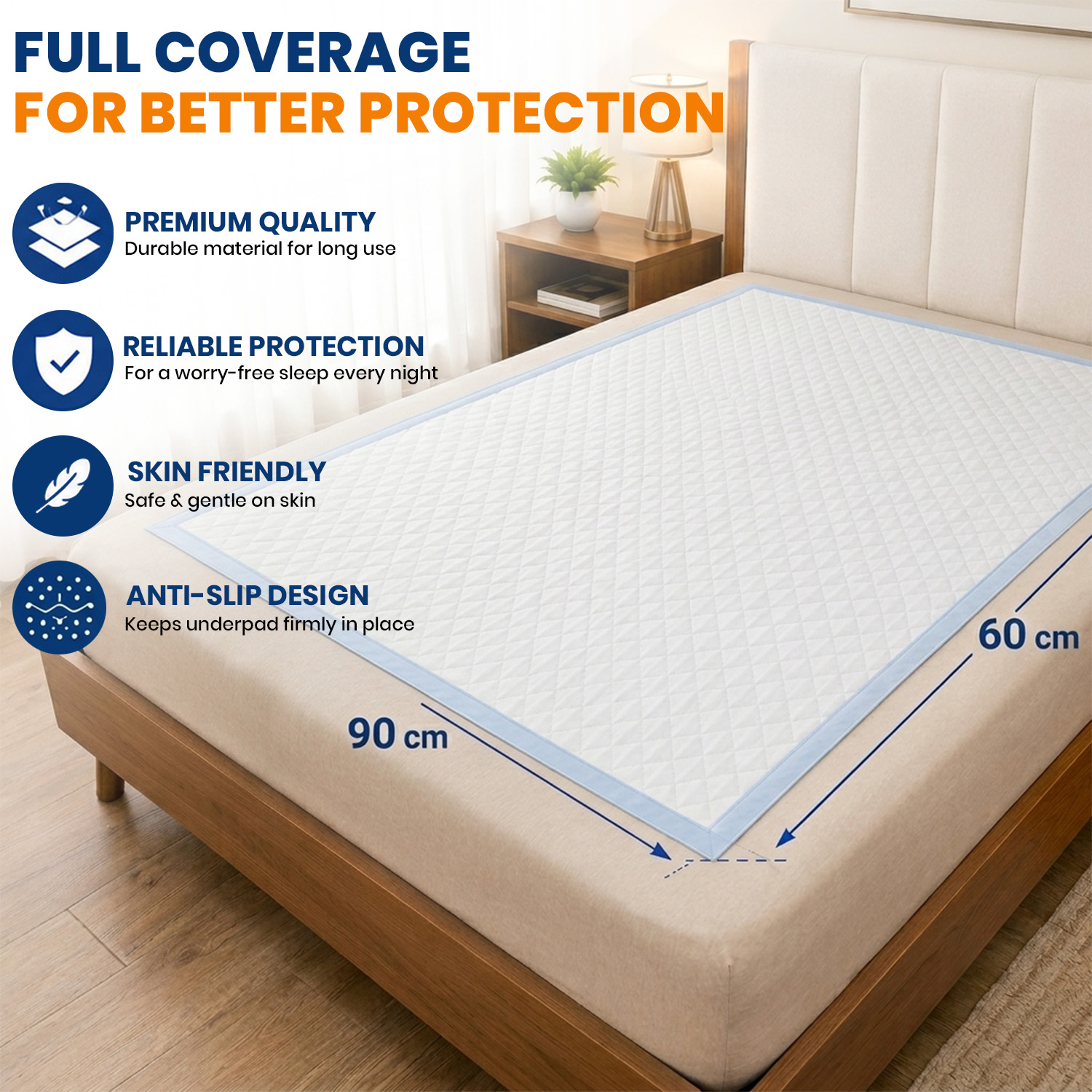 Not Out Disposable Underpads | Large 60x90 cm | 5-Layer Advanced Protection | Super Absorbent (Pack of 10 Pcs) - Image 2
