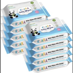 Klara Baby Wet Wipes with LID | Aloe Vera, 99% Pure Water & Rash-Free | 72 Wipes (Pack of 10)