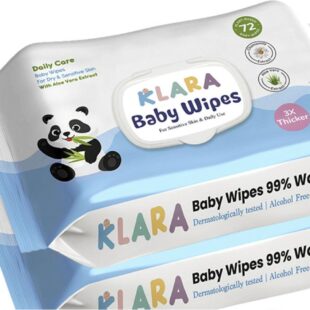 Klara Baby Wet Wipes with LID | Aloe Vera, 99% Pure Water & Rash-Free | 72 Wipes (Pack of 2)