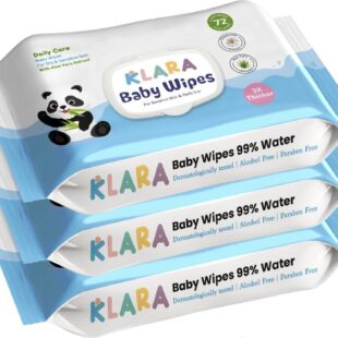 Klara Baby Wet Wipes with LID | Aloe Vera, 99% Pure Water & Rash-Free | 72 Wipes (Pack of 3)