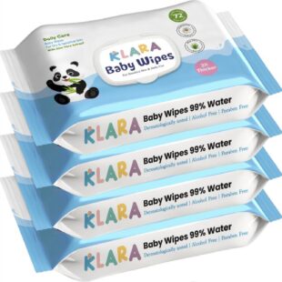 Klara Baby Wet Wipes with LID | Aloe Vera, 99% Pure Water & Rash-Free | 72 Wipes (Pack of 4)