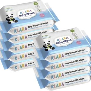 Klara Baby Wet Wipes with LID | Aloe Vera, 99% Pure Water & Rash-Free | 72 Wipes (Pack of 9)