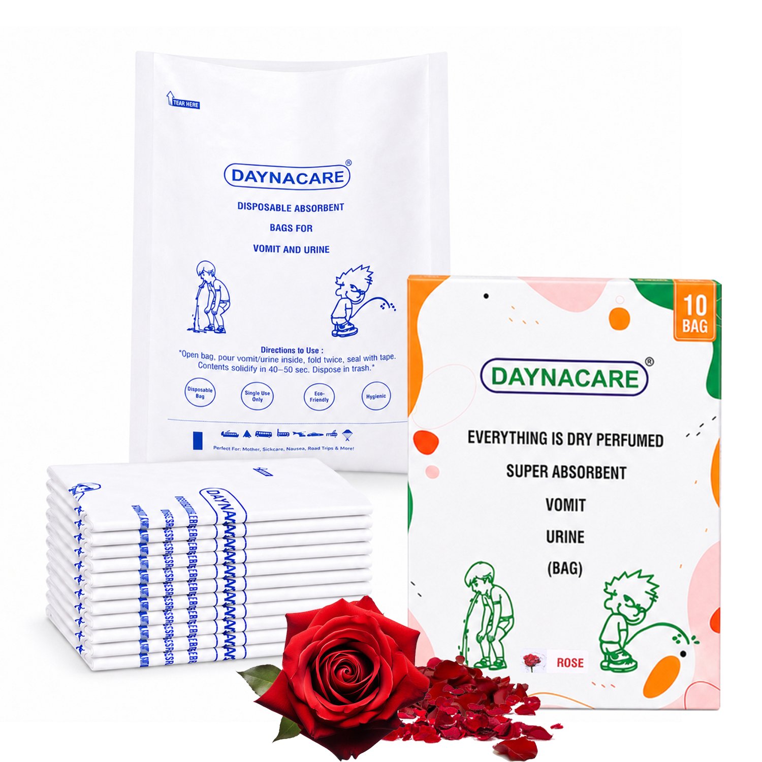 Daynacare Rose Paper Vomit Bags (Pack of 10)