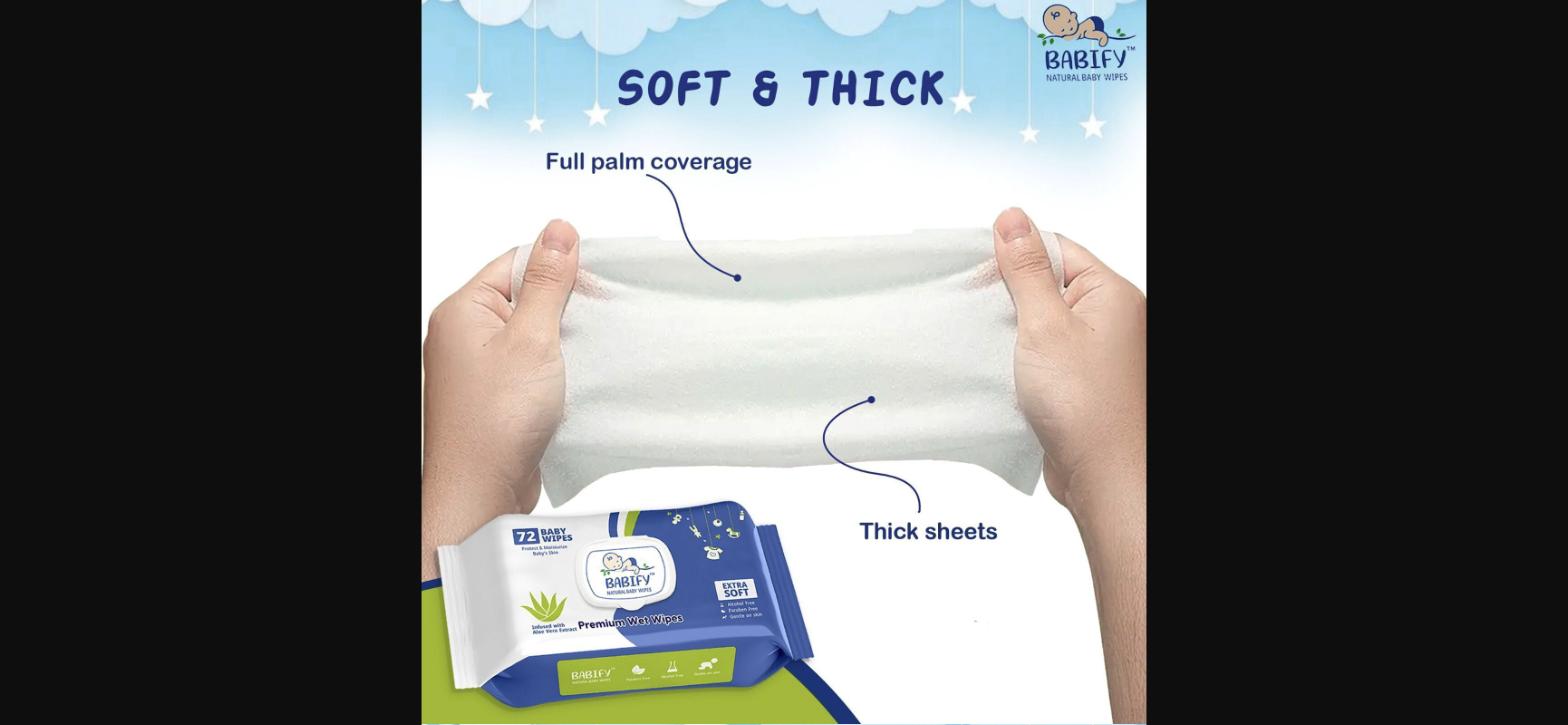 Babify Baby Wet Wipes with LID | Aloe Vera & 99% Water | Rash Free - 72 Wipes (Pack of 4) - Image 5