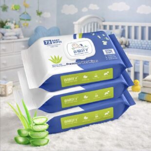 Babify Baby Wet Wipes with LID | Aloe Vera & 99% Water | Rash Free - 72 Wipes (Pack of 3)