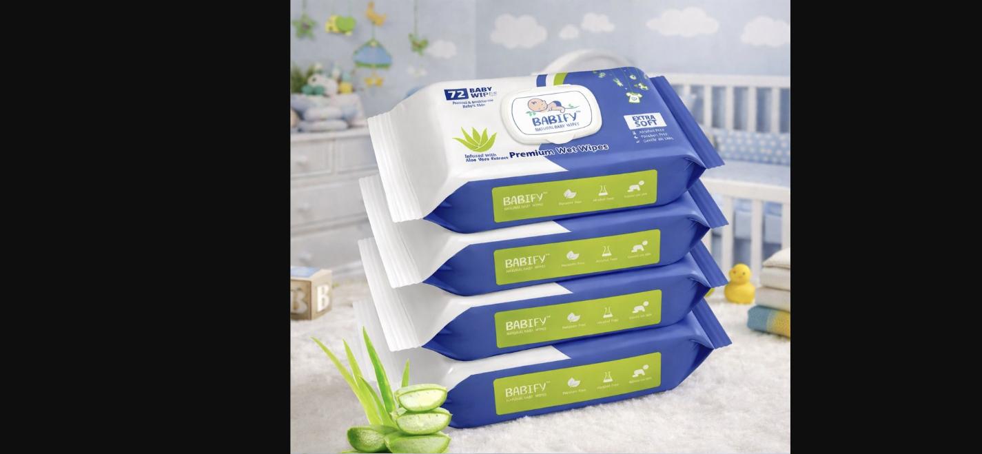 Babify Baby Wet Wipes with LID | Aloe Vera & 99% Water | Rash Free - 72 Wipes (Pack of 4)