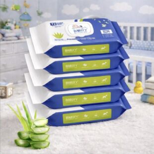 Babify Baby Wet Wipes with LID | Aloe Vera & 99% Water | Rash Free - 72 Wipes (Pack of 5)