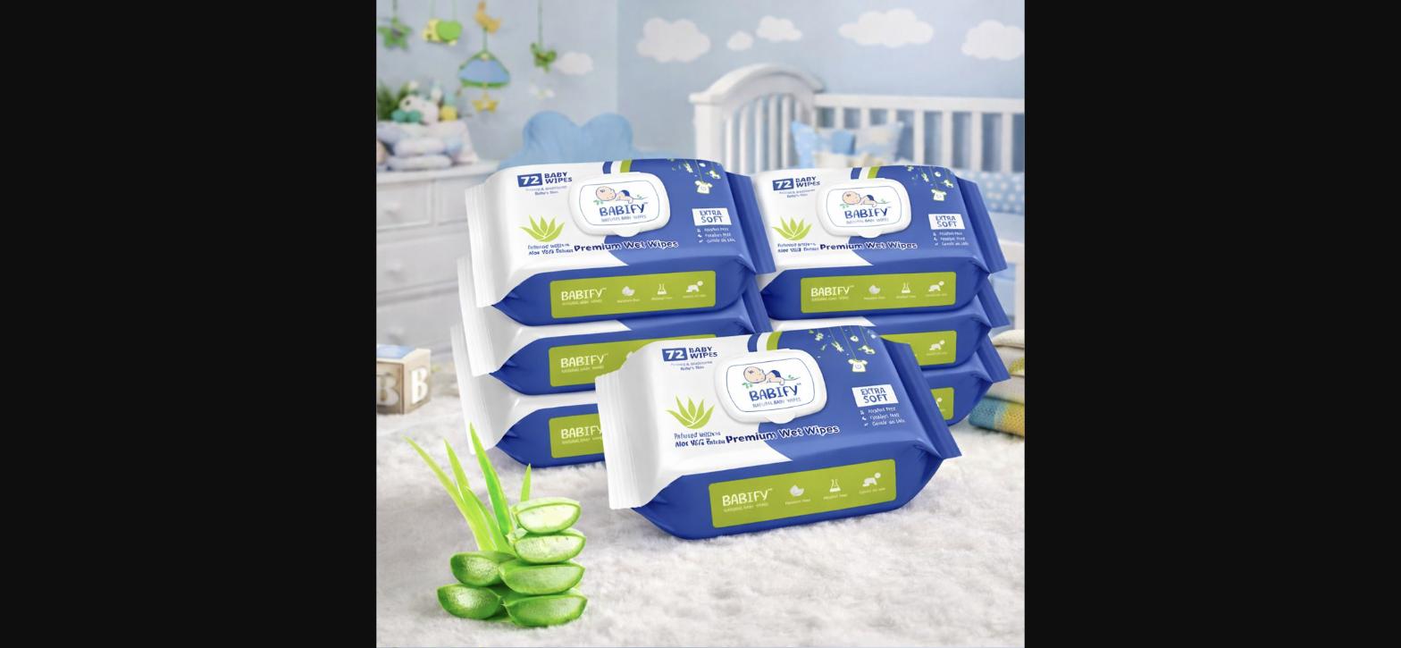Babify Baby Wet Wipes with LID | Aloe Vera & 99% Water | Rash Free - 72 Wipes (Pack of 7)