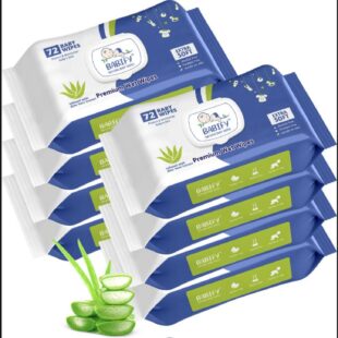 Babify Baby Wet Wipes with LID | Aloe Vera & 99% Water | Rash Free - 72 Wipes (Pack of 8)