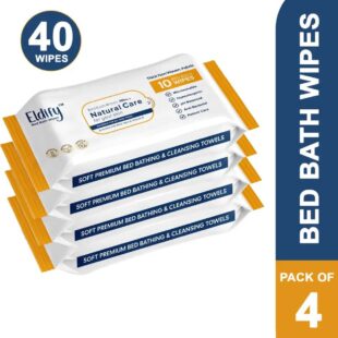 ELDIFY Body Cleansing Wet Bed Bath Wipes Soft & Gentle for Adults & Patients - 10 Wipes (Pack of 4)
