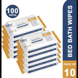 ELDIFY Body Cleansing Wet Bed Bath Wipes Soft & Gentle for Adults & Patients - 10 Wipes (Pack of 10)