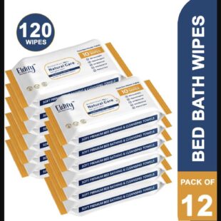 ELDIFY Body Cleansing Wet Bed Bath Wipes Soft & Gentle for Adults & Patients - 10 Wipes (Pack of 12)