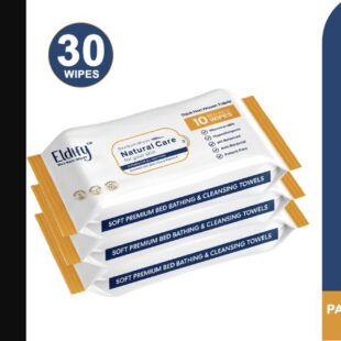 ELDIFY Body Cleansing Wet Bed Bath Wipes Soft & Gentle for Adults & Patients - 10 Wipes (Pack of 3)