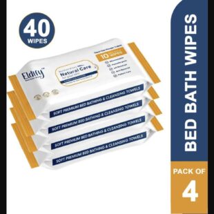 ELDIFY Body Cleansing Wet Bed Bath Wipes Soft & Gentle for Adults & Patients - 10 Wipes (Pack of 4)
