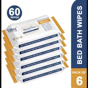 ELDIFY Body Cleansing Wet Bed Bath Wipes Soft & Gentle for Adults & Patients - 10 Wipes (Pack of 6)