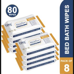 ELDIFY Body Cleansing Wet Bed Bath Wipes Soft & Gentle for Adults & Patients - 10 Wipes (Pack of 8)