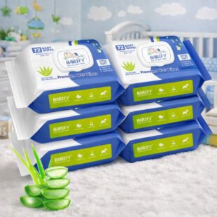 Babify Baby Wet Wipes with LID | Aloe Vera & 99% Water | Rash Free - 72 Wipes (Pack of 6)