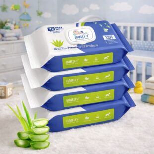 Babify Baby Wet Wipes with LID | Aloe Vera & 99% Water | Rash Free - 72 Wipes (Pack of 4)