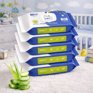 Babify Baby Wet Wipes with LID | Aloe Vera & 99% Water | Rash Free - 72 Wipes (Pack of 5)