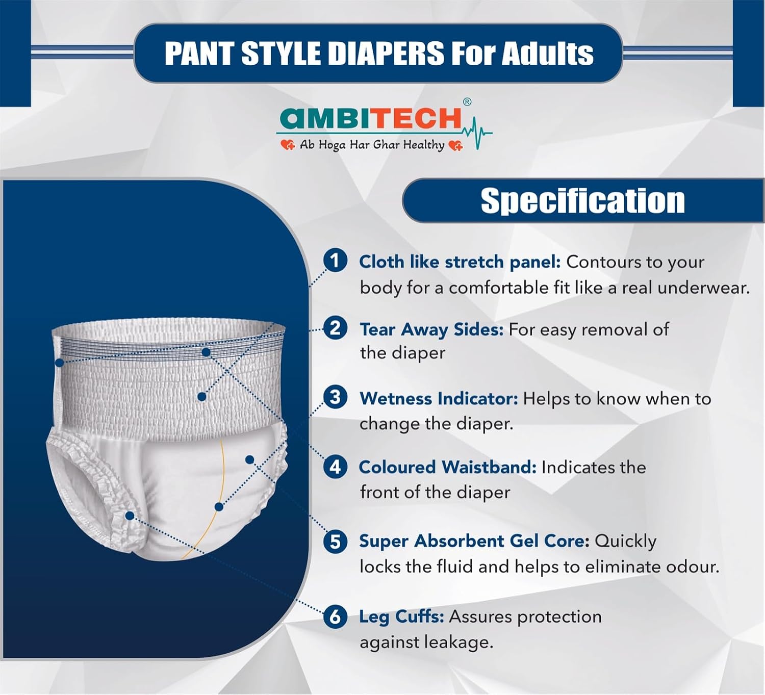 Ambitech Unisex Adult Pants – Pack of 10 Pcs | Size : (XL) - Image 2