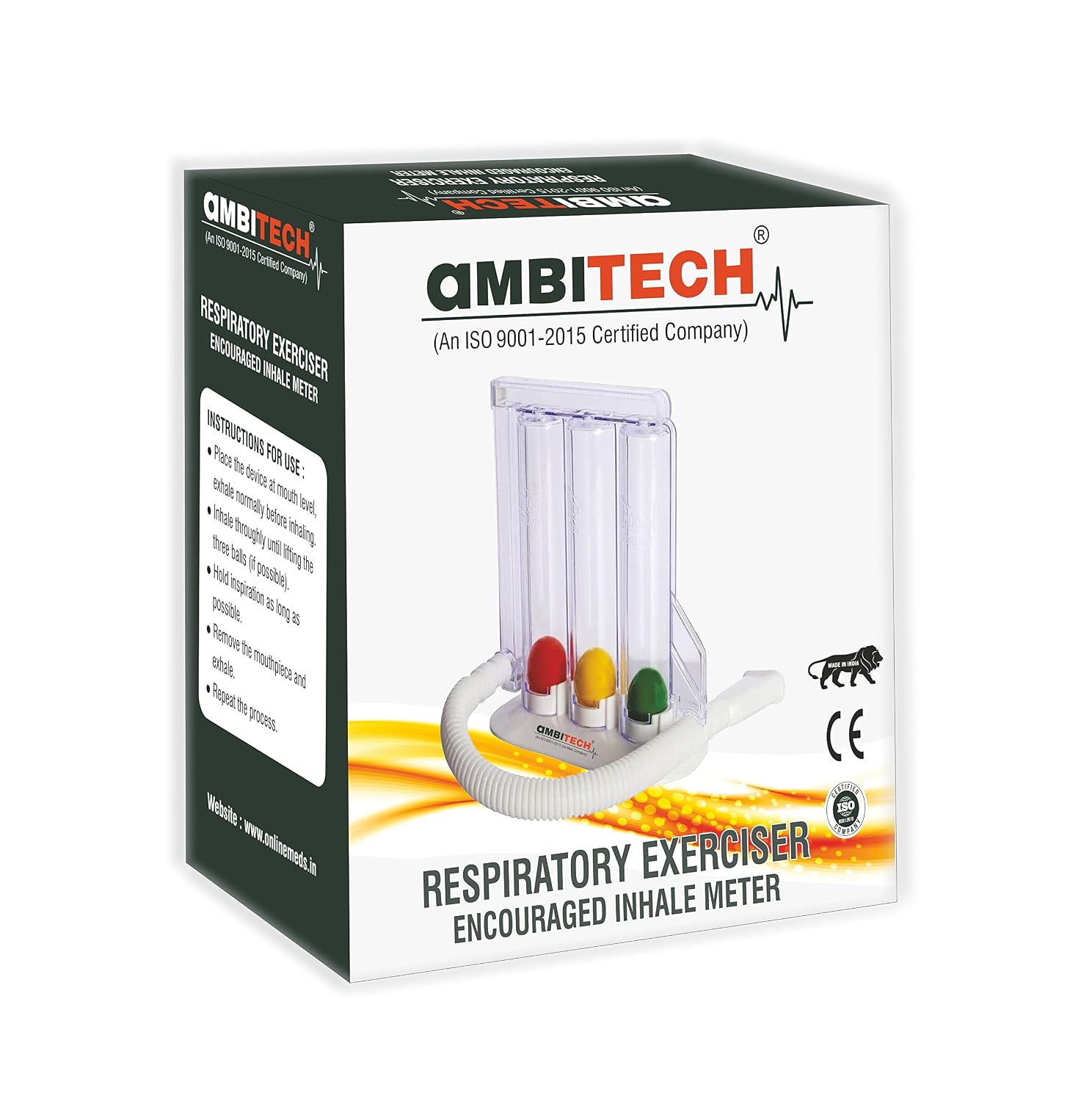 AmbiTech Respiratory 3 Ball Lung Exerciser Spirometer | Respiratory Exerciser for Breathing Therapy