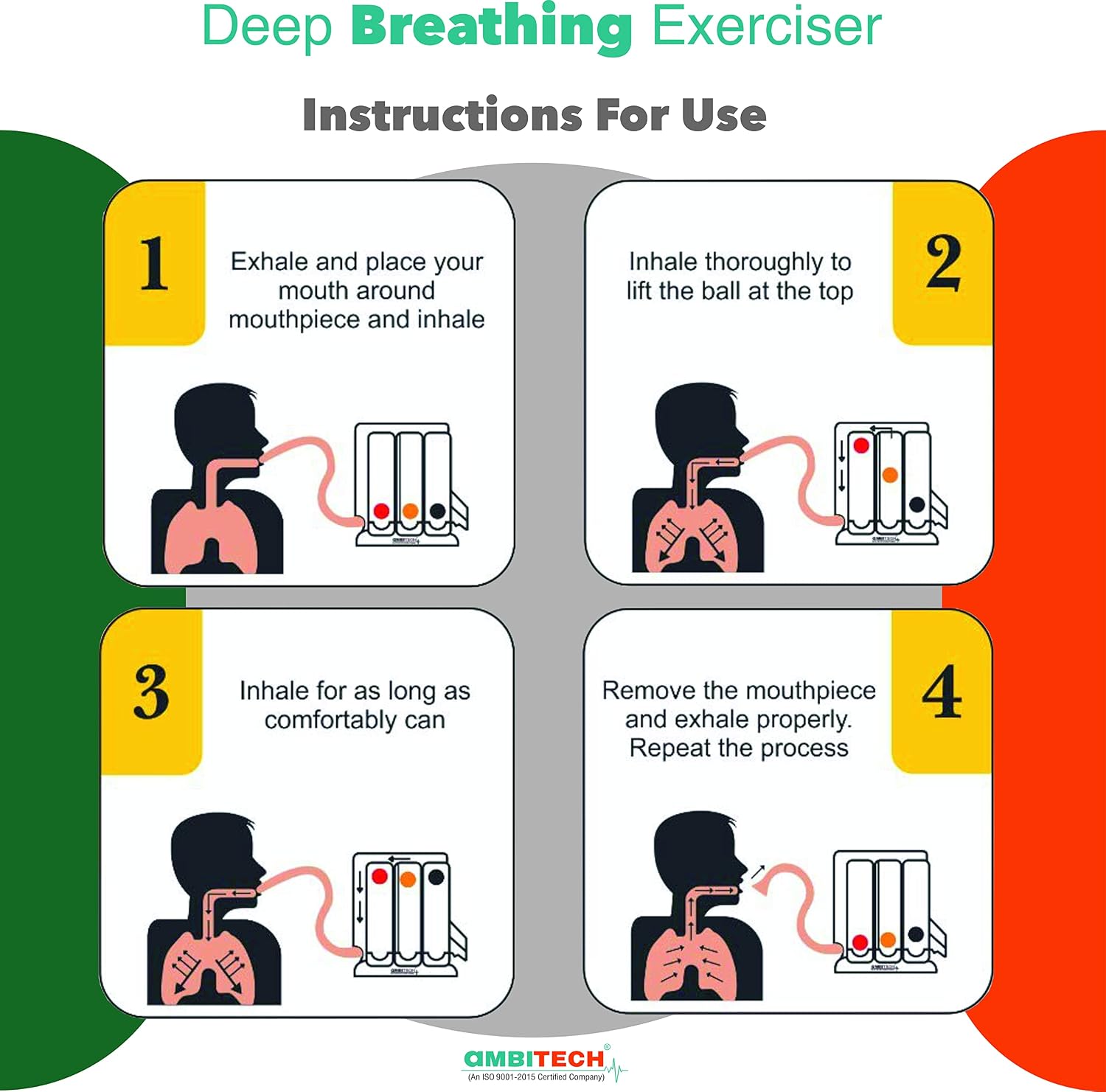 AmbiTech Respiratory 3 Ball Lung Exerciser Spirometer | Respiratory Exerciser for Breathing Therapy - Image 5