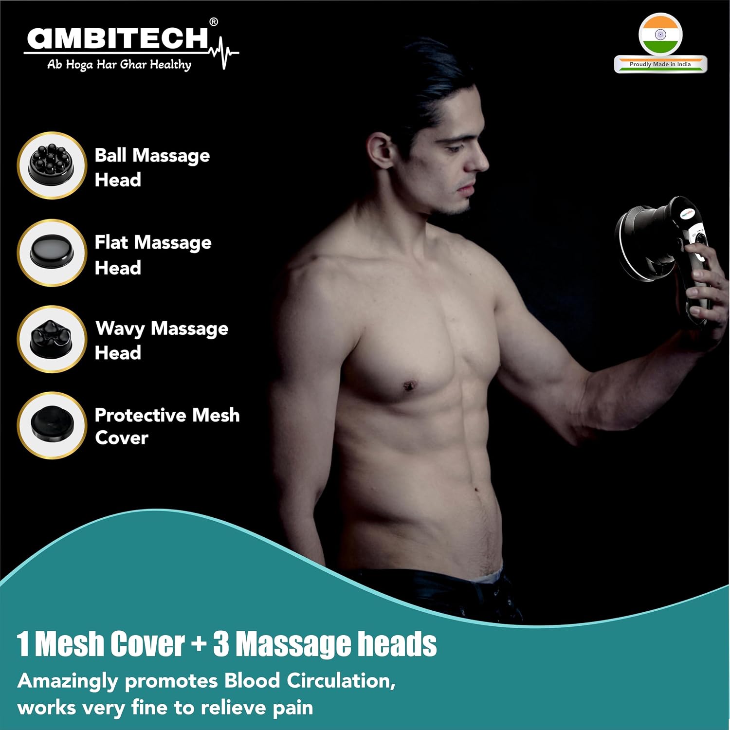 AmbiTech Premium Personal Body Massager — Handheld, Multi-Attachment - Image 2