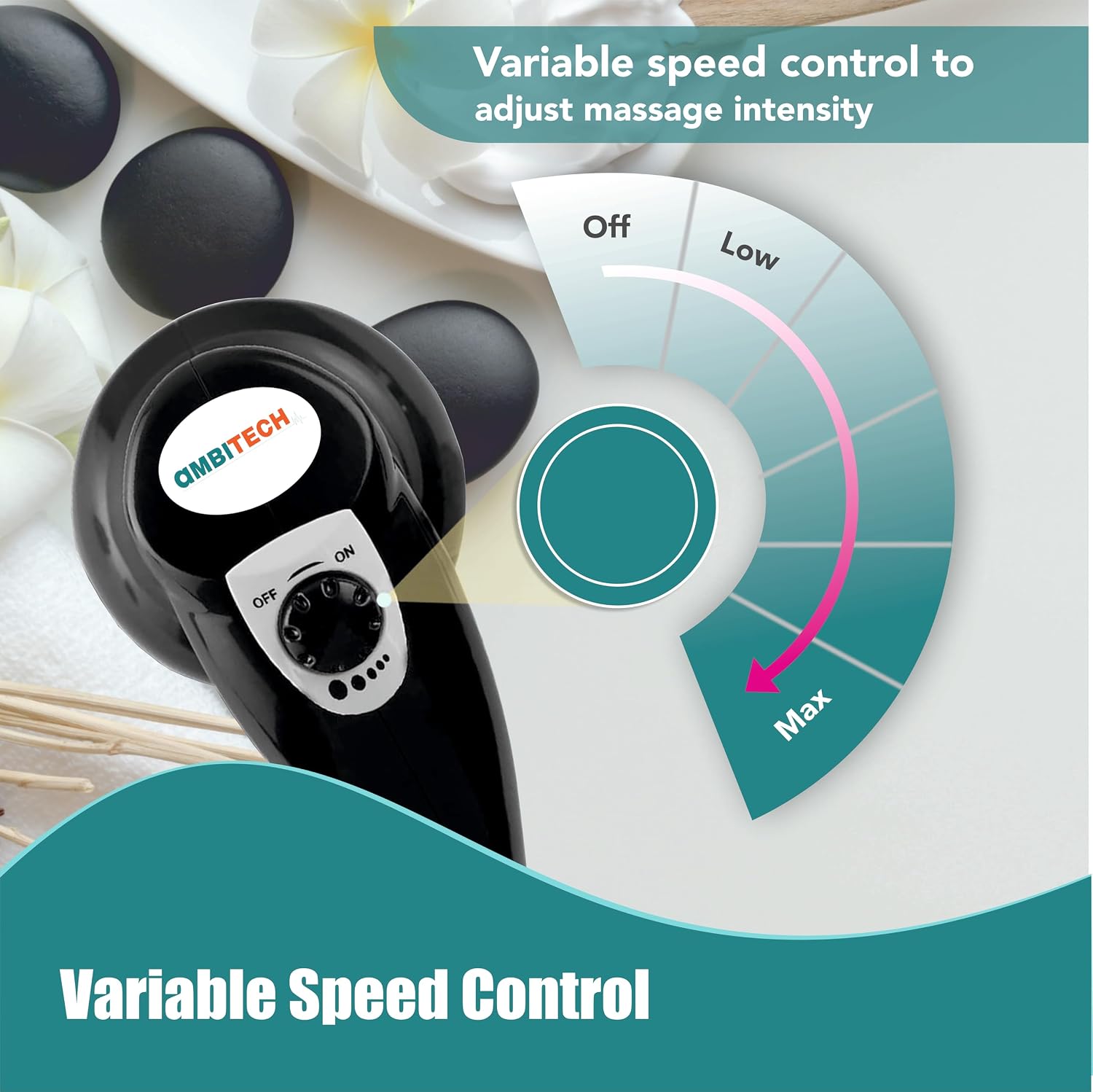 AmbiTech Premium Personal Body Massager — Handheld, Multi-Attachment - Image 3