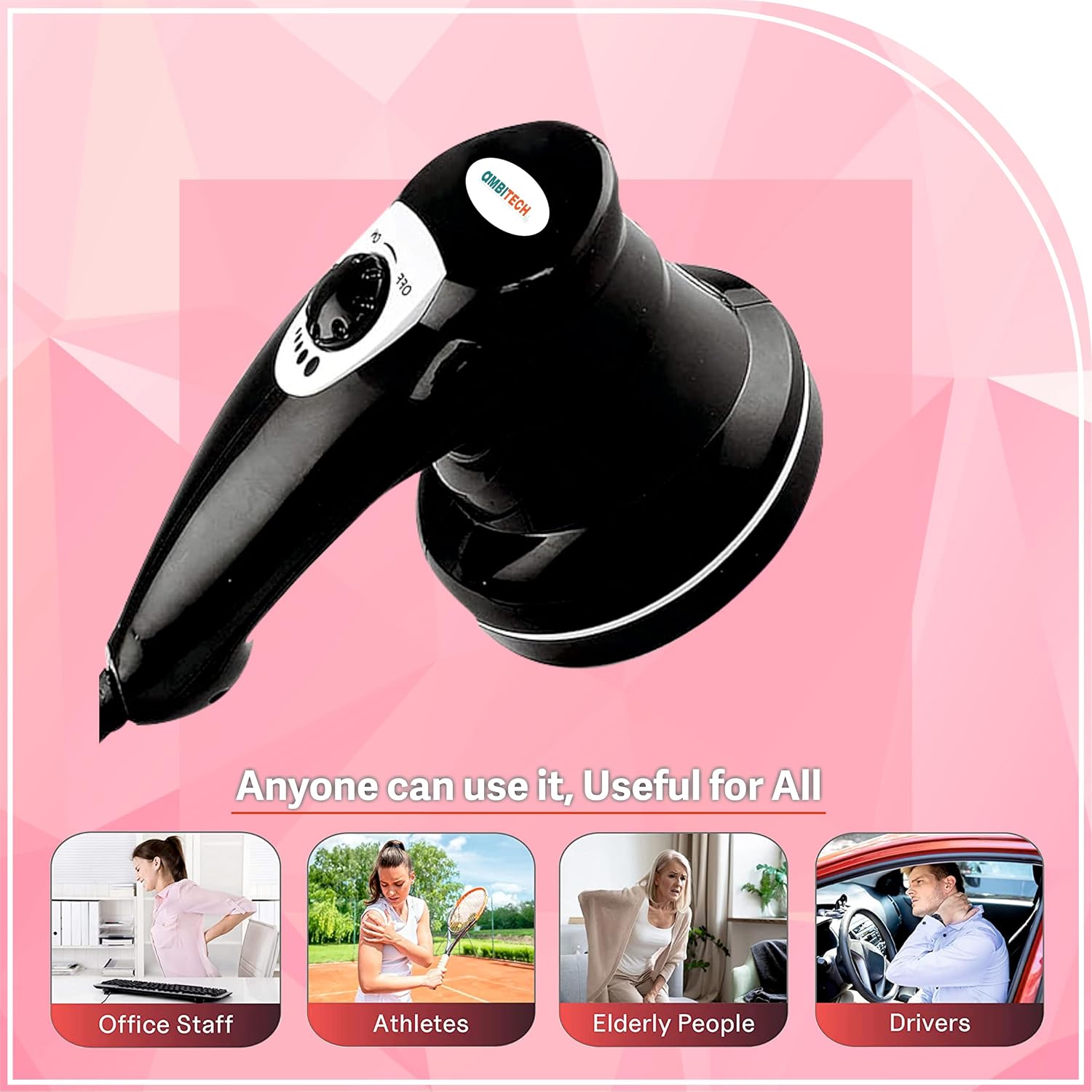 AmbiTech Premium Personal Body Massager — Handheld, Multi-Attachment - Image 5