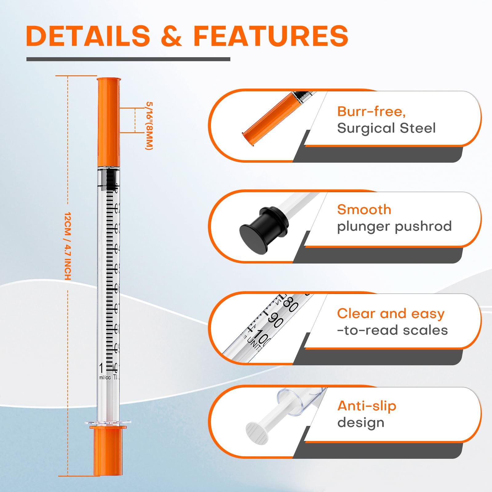 BD U-100 Insulin Syringe with Micro-Fine Needle – 1ML Pack of 100 - Image 5
